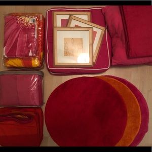 Girls red and orange bedroom in a box.